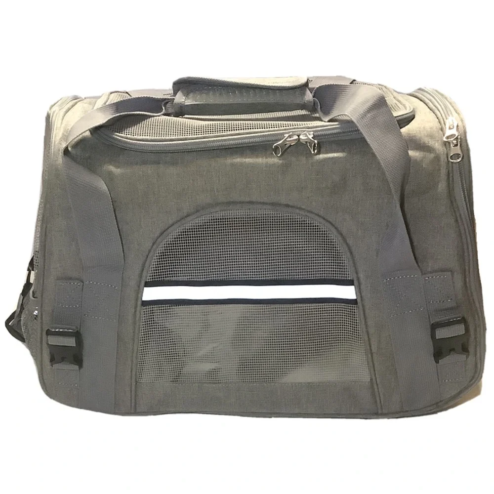 Prodigen Pet Carrier Bag - Medium for small dog or cat gray 17L x 10W x 11H.